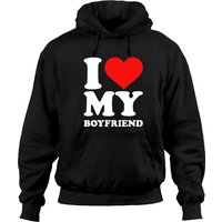 Hoodie Unisexe I Love My Boyfriend Noir — Sweats à capuche pour hommes