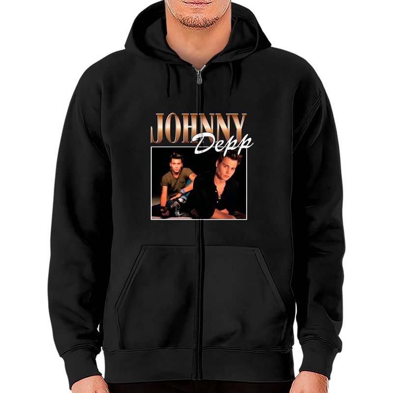 Hoodie Zippé Signature Johnny Depp pour Unisexe — Sweats à capuche pour hommes