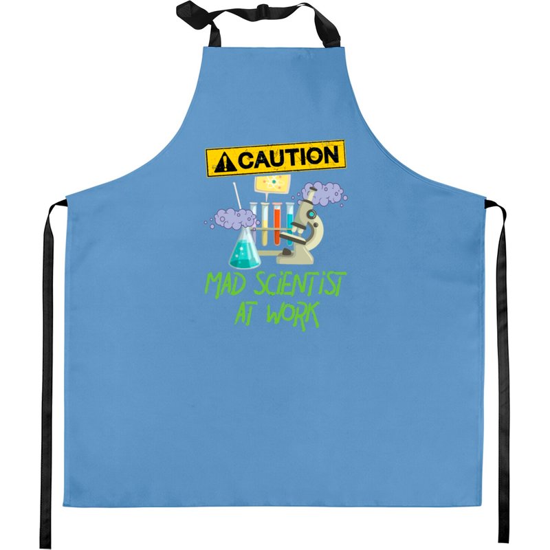 Caution Mad Scientist At Work Kitchen Apron — Kitchen Aprons