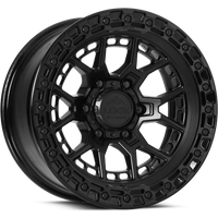 Roues Lock Offroad Commando Noires Mat avec Anneau Noir Brillant — Roues et jantes