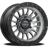 Roues Lock Offroad Grit Gris Mat avec Anneau Noir Mat - 17x8.5 — Roues et jantes