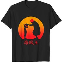 T-shirt Luffy Shanks One Piece pour hommes en noir