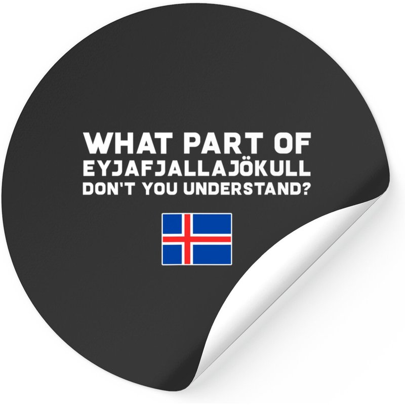 Funny Volcano Iceland Stickers for Black Background — Stickers & Decals