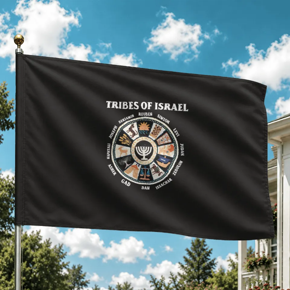 Drapeau à Manchon des 12 Tribus d'Israël - Judaïsme Hébreu Jérusalem — Drapeaux décoratifs
