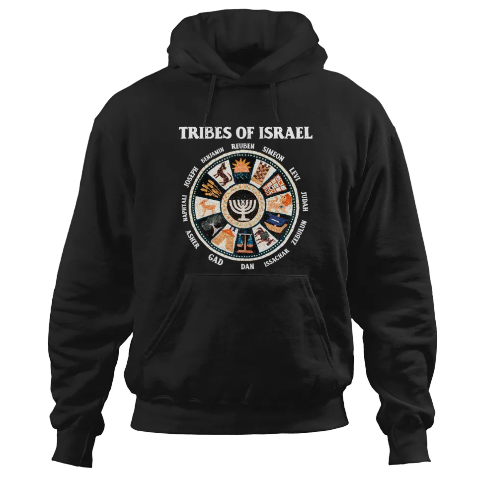 Hoodie Classique Unisexe - 12 Tribus d'Israël Hébreux - Noir — Sweats à capuche pour hommes