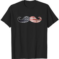 T-shirt Patriote avec Moustache et Drapeau Américain pour Hommes — T-shirts pour hommes