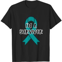 T-shirt Teal Ribbon Je suis un Survivant du Cancer Ovarien pour Hommes