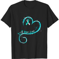 Faith Hope Love Teal Ribbon Cervical Cancer T-shirt for Men
