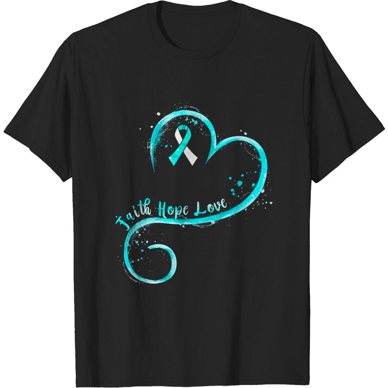 Faith Hope Love Teal Ribbon Cervical Cancer T-shirt for Men — Mens T Shirts