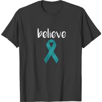 Believe Ovarian Cancer Teal Awareness Ribb T-shirt for Men — Mens T Shirts