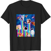 Outer Space Galaxy Cats Rainbow T-Shirt for Men