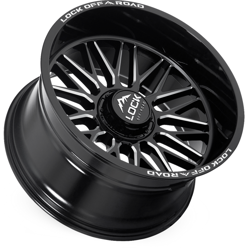 Roues Lock Extreme Apex Milled Noir Brillant - 20x10 - 8x165.1 — Roues et jantes