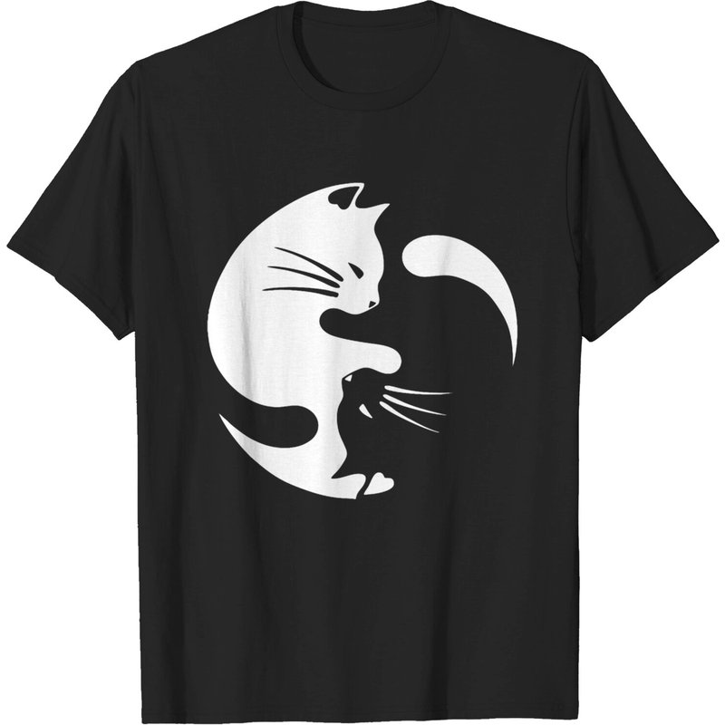 T-shirt Yin Yang Cats pour hommes - Noir