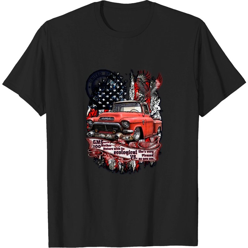 T-shirt GMC 100 Pick-up V8 Truck Drapeau Américain pour Hommes — T-shirts pour hommes