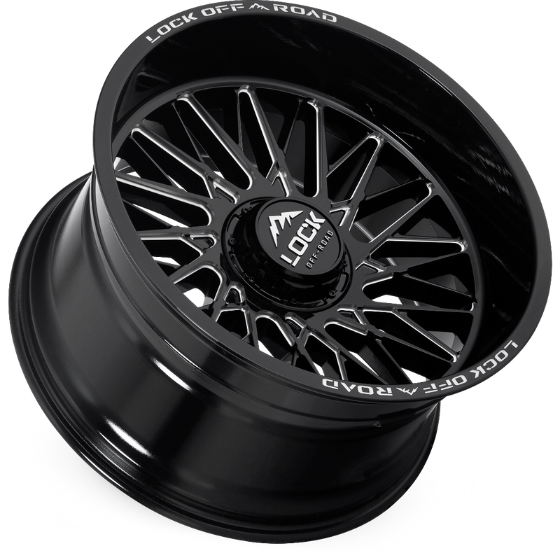 Lock Extreme Bandit Gloss Black Milled Wheels - 20x10 -5x127 -18 Offset — Wheels & Rims