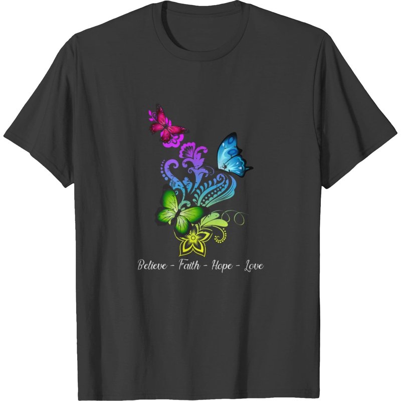 Believe Faith Hope Love Butterfly T-Shirt for Men — Mens T Shirts