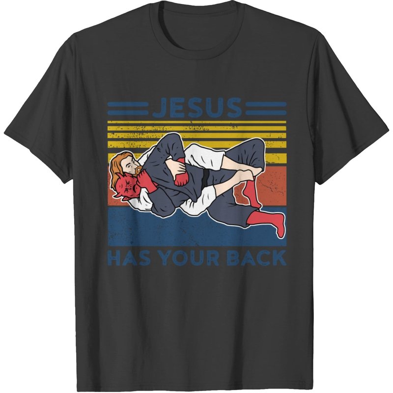 T-shirt Jiu Jitsu Jésus a Votre Dos pour Hommes BJJ MMA — T-shirts pour hommes