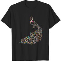 Rainbow Peacock T-shirt for Men in Black — Mens T Shirts