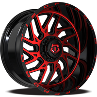 Roues TIS 544RB Noires et Rouges - 22x10 - Motif de Boulons 8x165.1