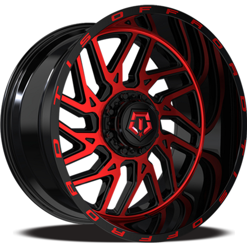 TIS 544RB Black and Red Wheels - 22x10 - 8x165.1 Bolt Pattern — Wheels & Rims
