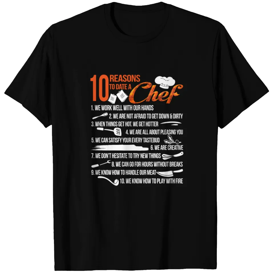 10 Reasons To Date A Chef T Shirt Men's Heavyweight Black — Mens T Shirts