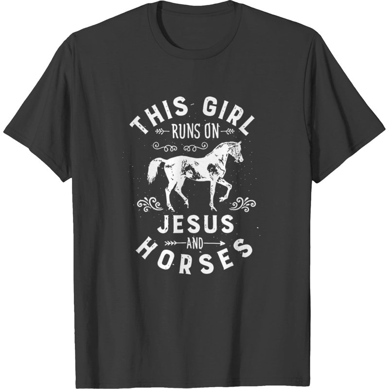 T-shirt This Girl Runs On Jesus Horse pour hommes — T-shirts pour hommes