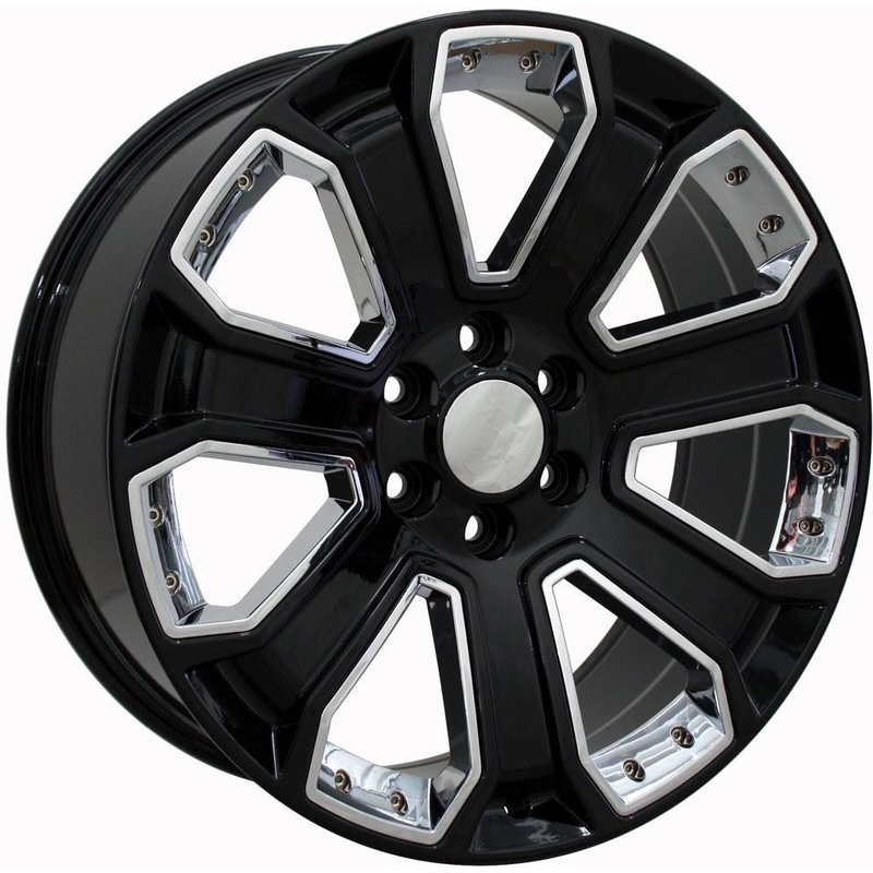 Roues OE CV93 Noires avec Chrome - 22x9 - 6x139.7 - 24 Offset — Roues et jantes