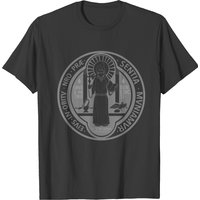 T-shirt avec médaille de Saint-Benoît pour hommes en noir — T-shirts pour hommes