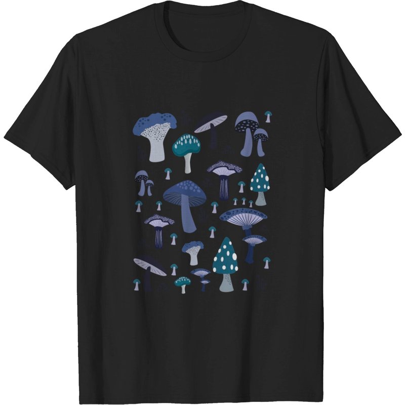 Wild Mushrooms Pattern Vintage Shroom Illustration T-Shirt for Men
