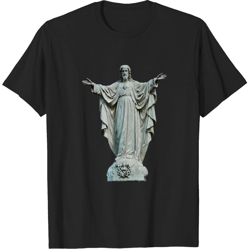 Statue Of Jesus T-Shirt for Men in Black