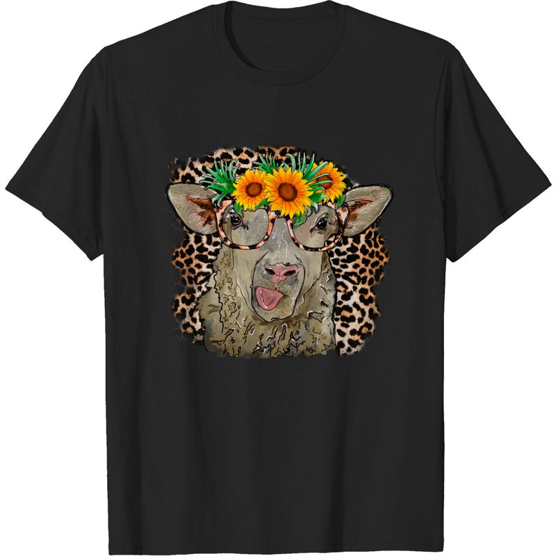 Sunflower Sheep T-shirt for Men in Black — Mens T Shirts