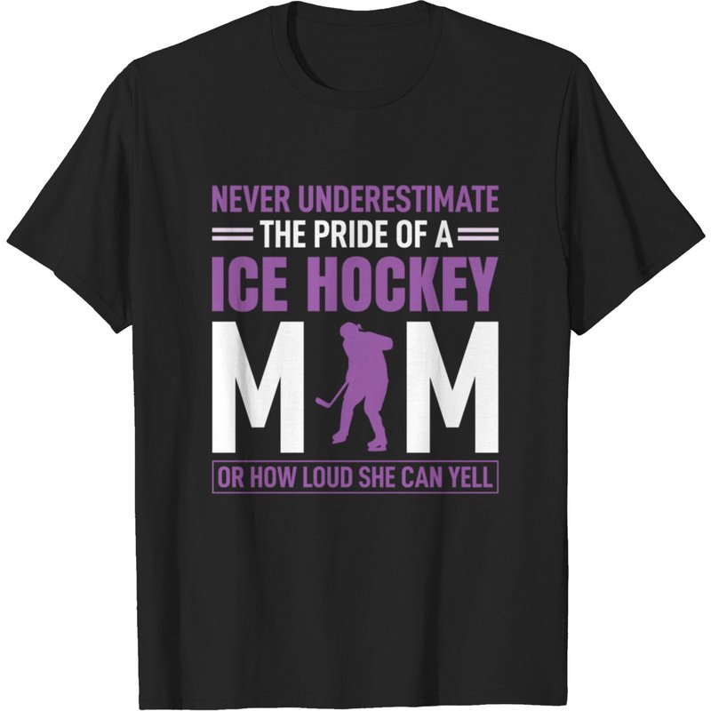 T-shirt Fierté de Maman Hockey sur Glace pour Hommes en Noir — T-shirts pour hommes