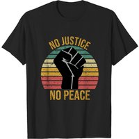 T-shirt No Justice No Peace pour hommes en noir — T-shirts pour hommes