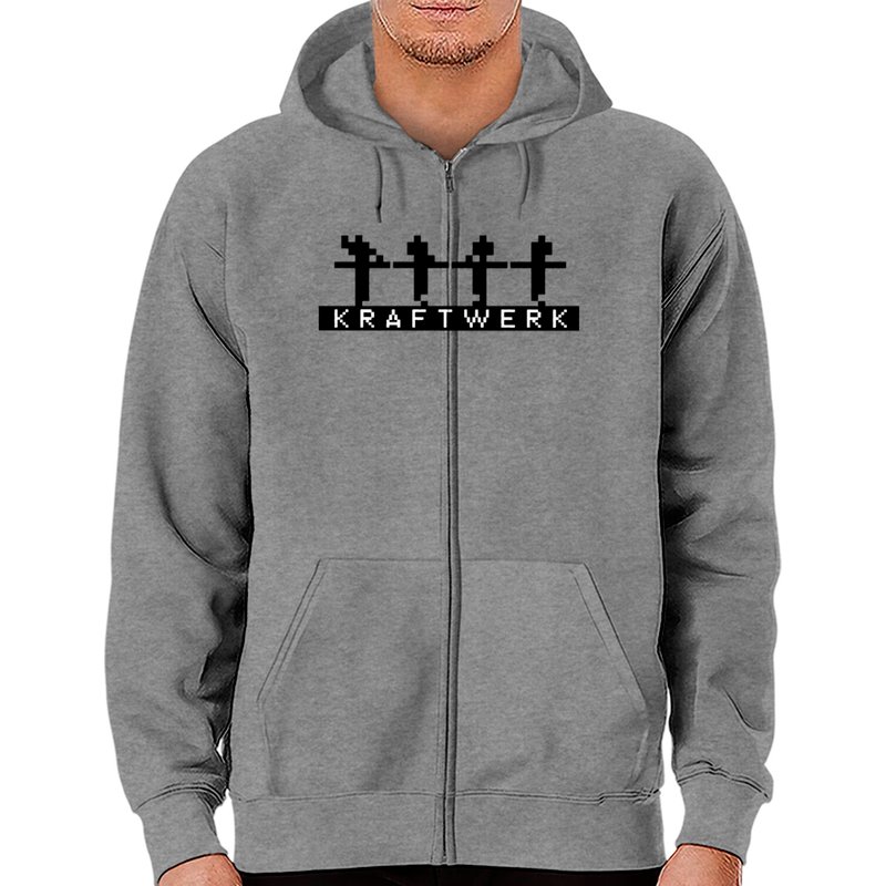 Hoodie zippé Kraftwerk Band pour unisexe en rouge — Sweats à capuche pour hommes