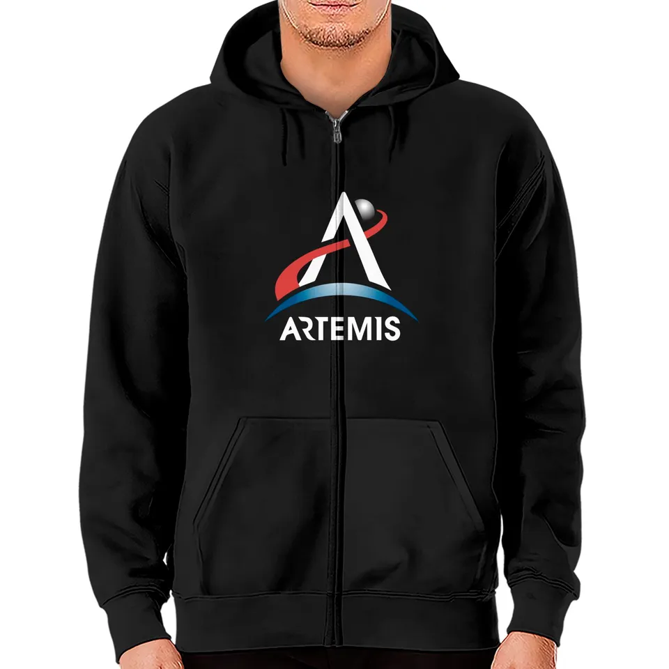 Hoodie zippé avec logo du programme Artemis pour unisexe en noir