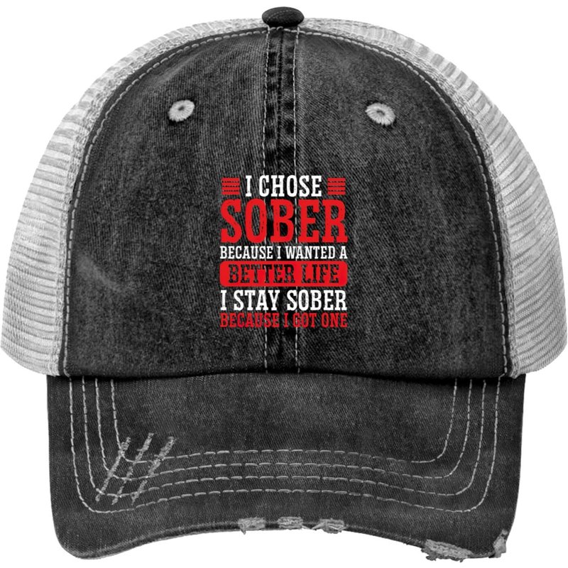 Sober For Better Life Sobriété Sober AF AA Sponsor Casquette Trucker — Casquette de baseball