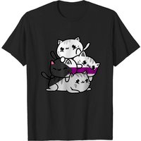 T-shirt Kawaii Cat Pile Drapeau de Fierté Démisexuel pour Hommes — T-shirts pour hommes