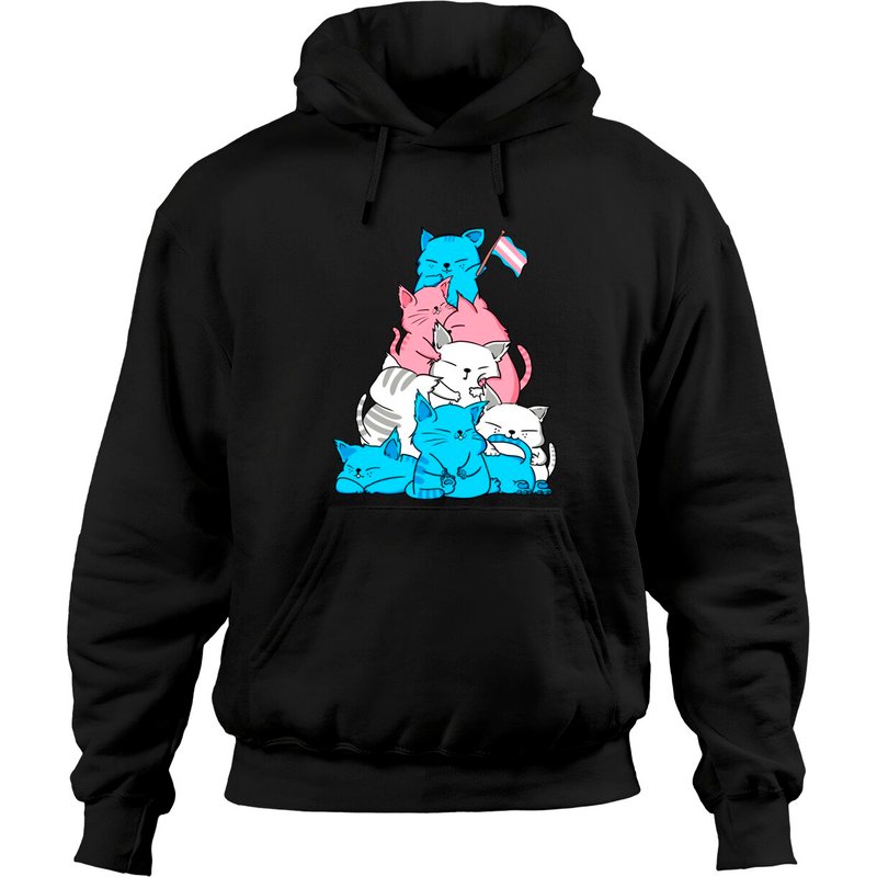 Hoodie Unisexe avec Chat de Fierté Transgenre et Drapeau LGBT — Sweats à capuche pour hommes