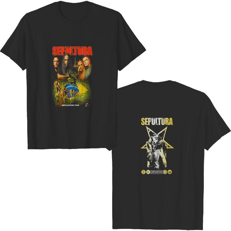 T-shirt noir pour hommes Sepultura à double face — T-shirts pour hommes