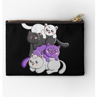 Demisexual Pride Flag LGBTQ Kawaii Cat Pile Zipper Pouch