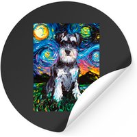 Autocollants Schnauzer Night - Style carré classique — Autocollants et stickers
