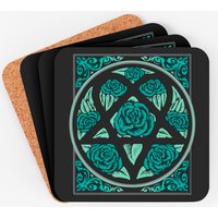 Rose Heartagram Coasters with Cork Bottoms — Coasters & Placemats