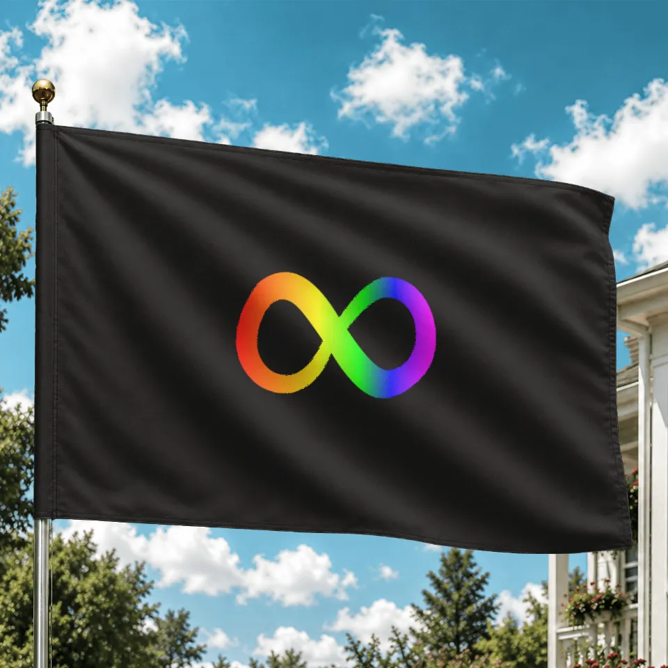 Autism Infinity Symbol Rainbow House Flags — Decorative Flags
