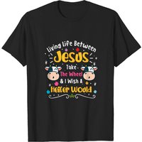 Living Life Between Jesus Take The Wheel & I Wish Men's T-Shirt — Mens T Shirts