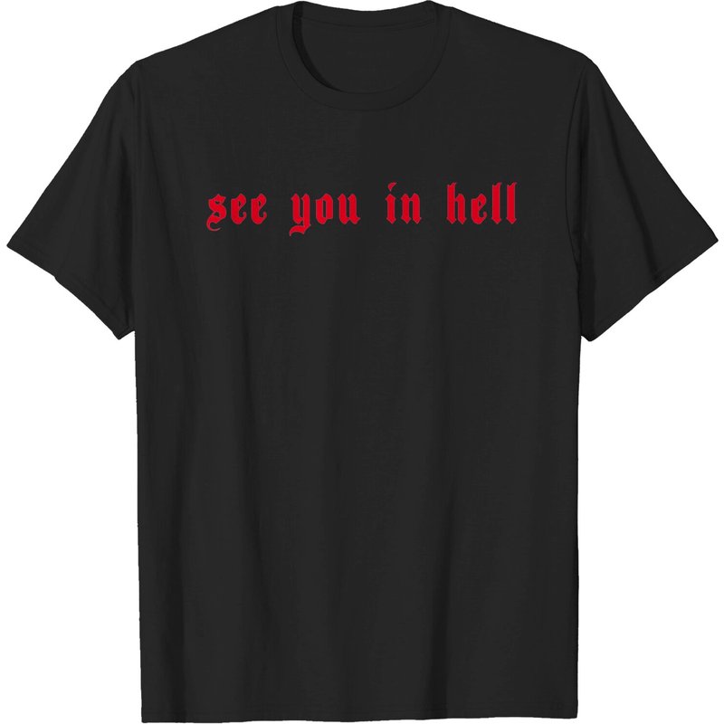 T-shirt gothique esthétique See You In Hell pour hommes — T-shirts pour hommes