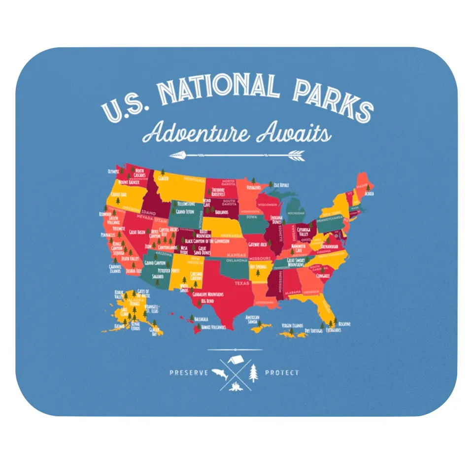62 National Parks Map Vintage Mouse Pads — Mouse Pads & Desk Mats