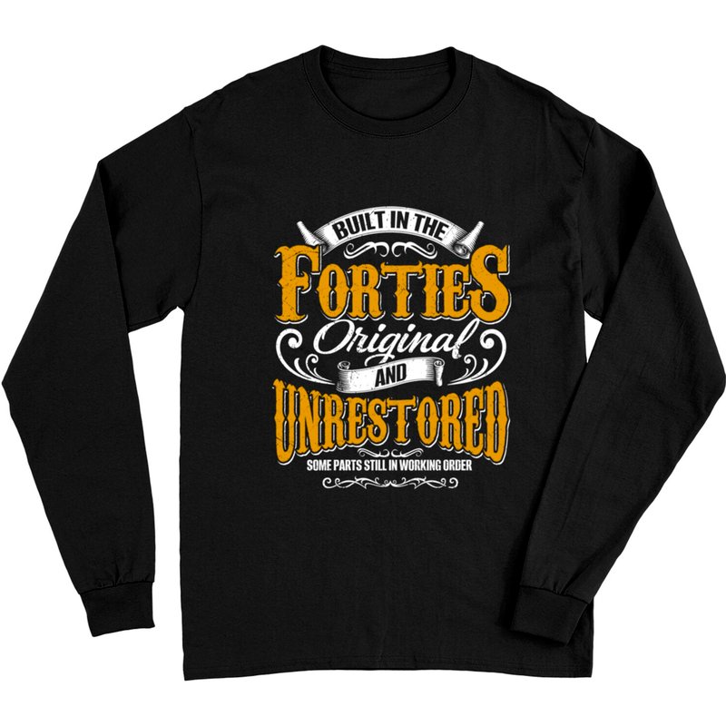 T-shirt Long Manches Vintage Classique Humoristique 80t Construit Dans Les Années 40 — T-shirts pour hommes