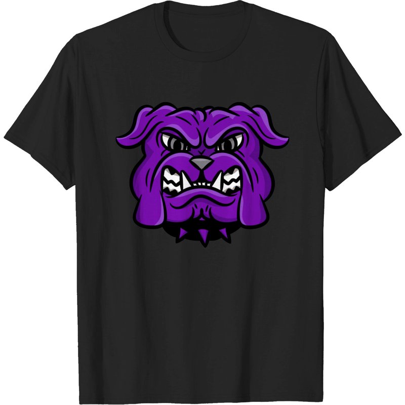 T-shirt personnalisé mascotte bulldog violet pour hommes — T-shirts pour hommes
