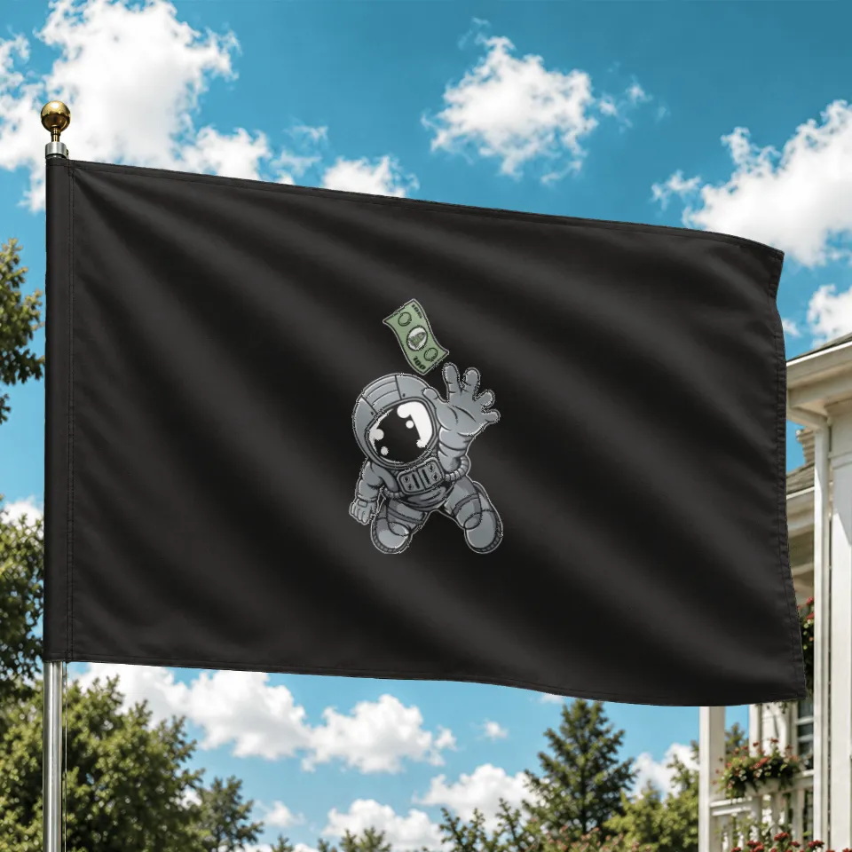 Astronaut Dollar House Flags - Double-Sided Print — Decorative Flags