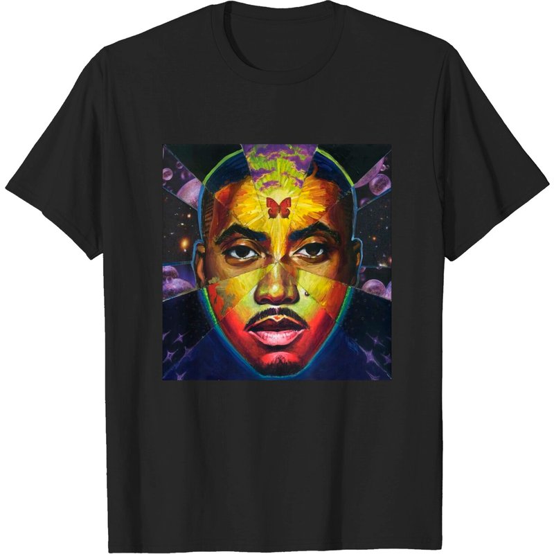 T-shirt Graphique Nas pour Hommes en Noir — T-shirts pour hommes